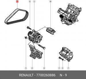 Ремень приводной 7700260886 RENAULT