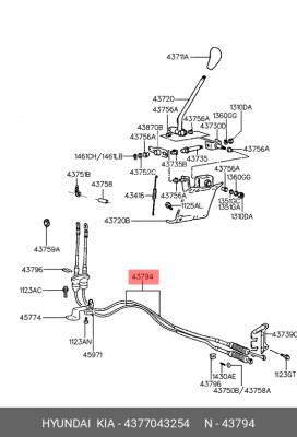 Трос МКПП 4377043254 HYUNDAI KIA