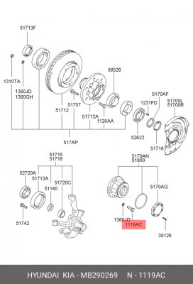 Болт крепления MB290269 HYUNDAI KIA