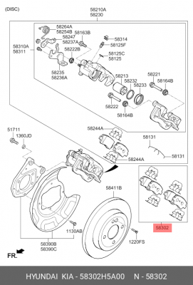 Колодки тормозные дисковые 58302 H5A00 HYUNDAI KIA