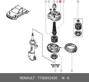 Опора амортизатора подвески 7700832420 RENAULT