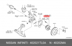 Подшипник ступицы колеса со ступицей (комплект) 40202-1TL0A NISSAN