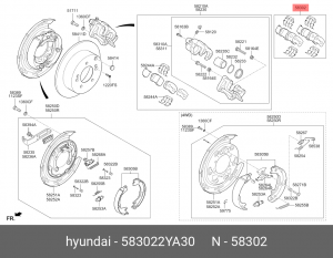 Колодки тормозные дисковые 58302-2YA30 HYUNDAI KIA