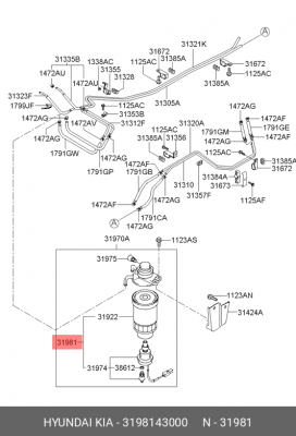 Фильтр топливный 31981-43000 HYUNDAI KIA