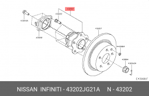 Подшипник ступицы колеса со ступицей (комплект) 43202-JG21A NISSAN