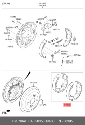 Колодки тормозные барабанные 58350H9A00 HYUNDAI KIA