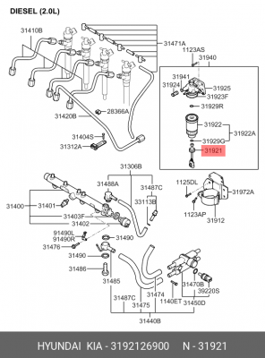 Датчик топливного фильтра 3192126900 HYUNDAI KIA