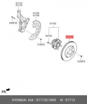 Диск тормозной 51712C1000 HYUNDAI KIA