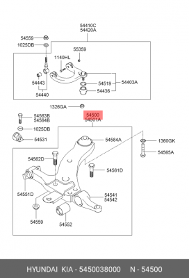 Рычаг подвески 54500-38000 HYUNDAI KIA