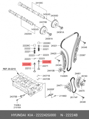 Колпачок маслосъемный 222242G000 HYUNDAI KIA
