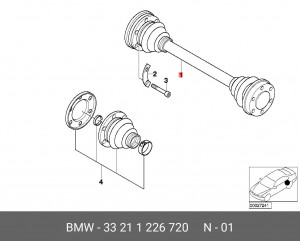 Вал привода колеса в сборе с ШРУСами 33 21 1 226 720 BMW