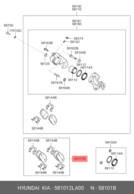 Колодки тормозные дисковые 581012LA00 HYUNDAI KIA