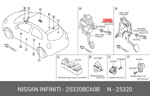 Выключатель стоп - сигнала 25320BC60B NISSAN