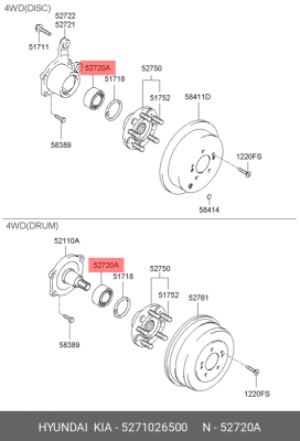 Подшипник ступицы колеса 5271026500 HYUNDAI KIA