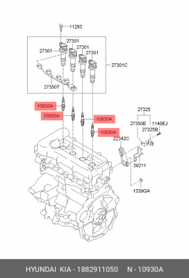 Свеча зажигания 18829-11050 HYUNDAI KIA