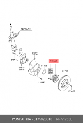 Подшипник ступицы колеса со ступицей (комплект) 517502B010 HYUNDAI KIA