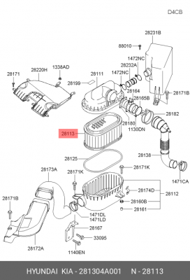 Фильтр воздушный 28130-4A001 HYUNDAI KIA