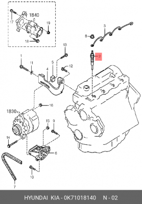 Свеча накаливания 0K71018140 HYUNDAI KIA