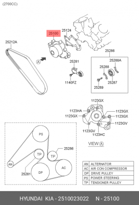 Насос - помпа системы охлаждения ДВС 25100-23022 HYUNDAI KIA