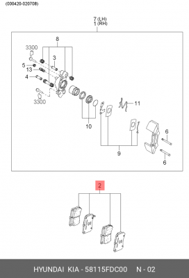 Колодки тормозные дисковые 58115-FDC00 HYUNDAI KIA