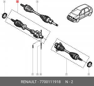 Вал привода колеса в сборе с ШРУСами 77 00 111 918 RENAULT
