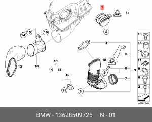 Датчик массового расхода воздуха - ДМРВ 13 62 8 509 725 BMW