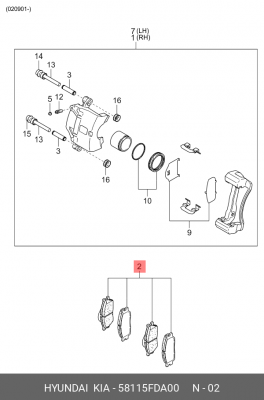 Колодки тормозные дисковые 58115FDA00 HYUNDAI KIA