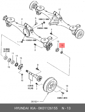 Подшипник ступицы колеса 0K01126155 HYUNDAI KIA