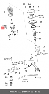 Амортизатор подвески 54650FD100 HYUNDAI KIA