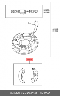 Колодки тормозные барабанные SB000 102 HYUNDAI KIA