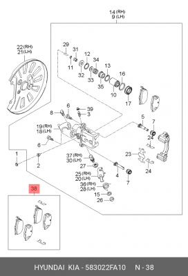 Колодки тормозные дисковые 583022FA10 HYUNDAI KIA