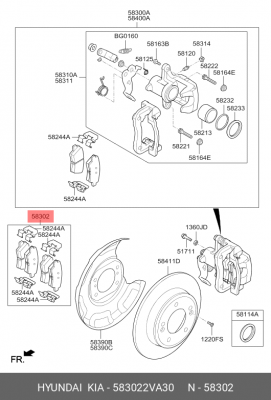 Колодки тормозные дисковые 583022VA30 HYUNDAI KIA
