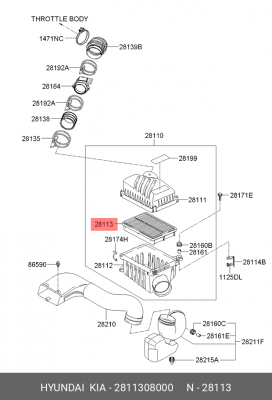 Фильтр воздушный 28113-08000 HYUNDAI KIA