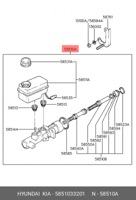 Цилиндр тормозной главный 5851033201 HYUNDAI KIA