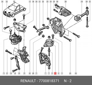 Кронштейн крепления подушки двигателя 7700818371 RENAULT