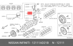 Вкладыши шатунные 12111-AD21B NISSAN