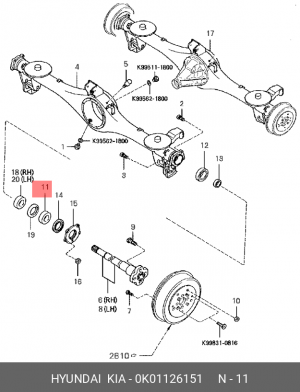 Подшипник ступицы колеса 0K01126151 HYUNDAI KIA