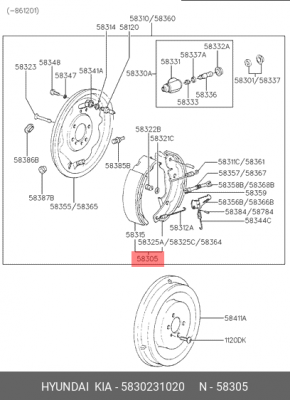 Колодки тормозные барабанные 5830231020 HYUNDAI KIA