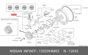 Кольца поршневые (комплект) 1203394M02 NISSAN
