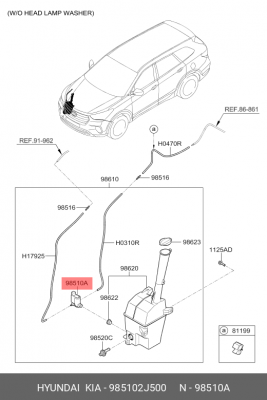 Электронасос стеклоомывателя 985102J500 HYUNDAI KIA