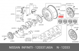 Кольца поршневые 12033-7J60A NISSAN