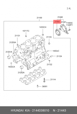 Сальник коленвала 2144338010 HYUNDAI KIA