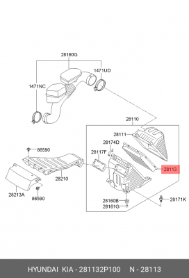 Фильтр воздушный 28113-2P100 HYUNDAI KIA