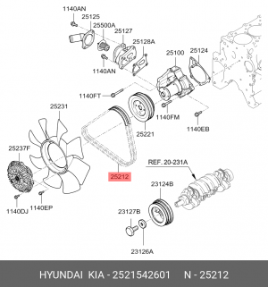 Ремень приводной 2521542601 HYUNDAI KIA