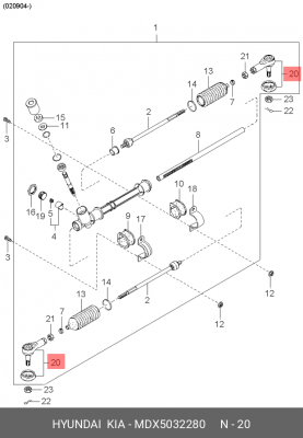 Наконечник рулевой тяги MDX5032280 HYUNDAI KIA