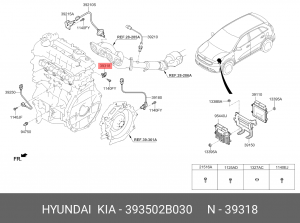 Датчик положения распредвала 393502B030 HYUNDAI KIA